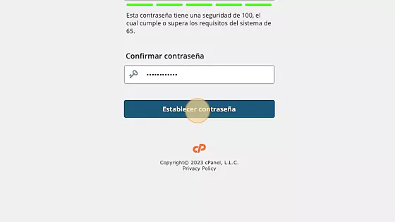 Pantalla de inicio de sesión de cPanel